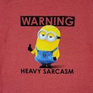Men's Despicable Me Minions Warning Heavy Sarcasm Retro Red Movie T-Shirt Tee