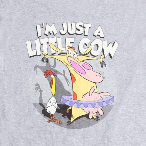 Mens Cartoon Network Throwback 90s I'm Just A Little Cow and Chicken T-Shirt Tee