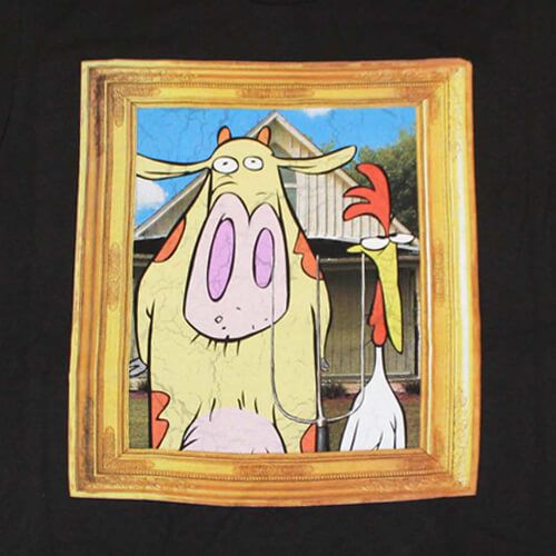 Cartoon Network Cow and Chicken TV Show Vintage 80s 90s T-Shirt Tee Black New