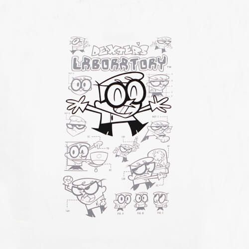 Dexters Laboratory Lab Mens T-shirt White Lab Poses Short Sleeve Graphic Tee New