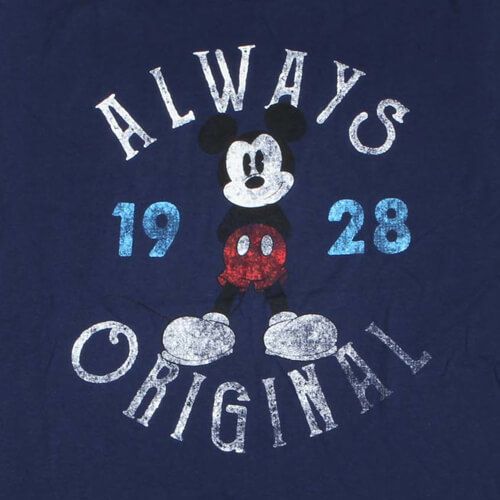 New Disney Disneyland Mickey Mouse Always Original T-Shirt Tee Navy Blue Vintage