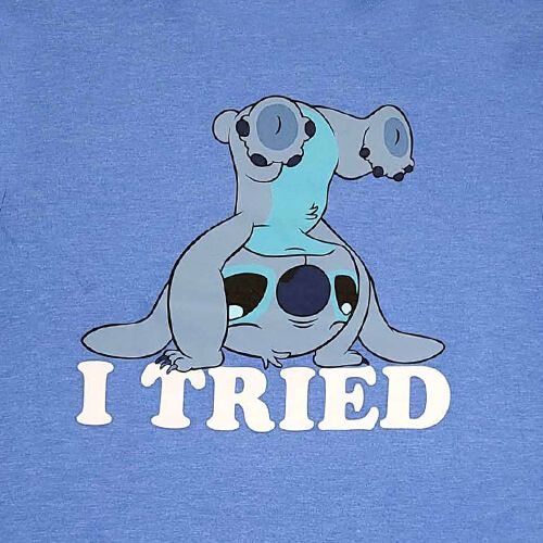 Men's Disney Lilo & Stitch I Tried Retro Vintage Heather Blue T-Shirt Tee New