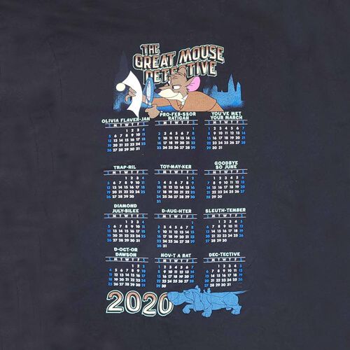 Disney The Great Mouse Detective 2020 Lunar Calendar Retro Vintage T-Shirt Tee