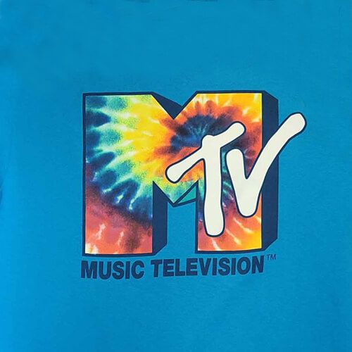New Men's Music Television MTV Vintage Retro Tie Dye Blue TV Show T-Shirt Tee